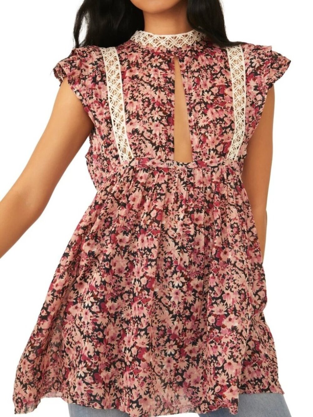 NWT Free People Eva Tunic Pink Cottagecore